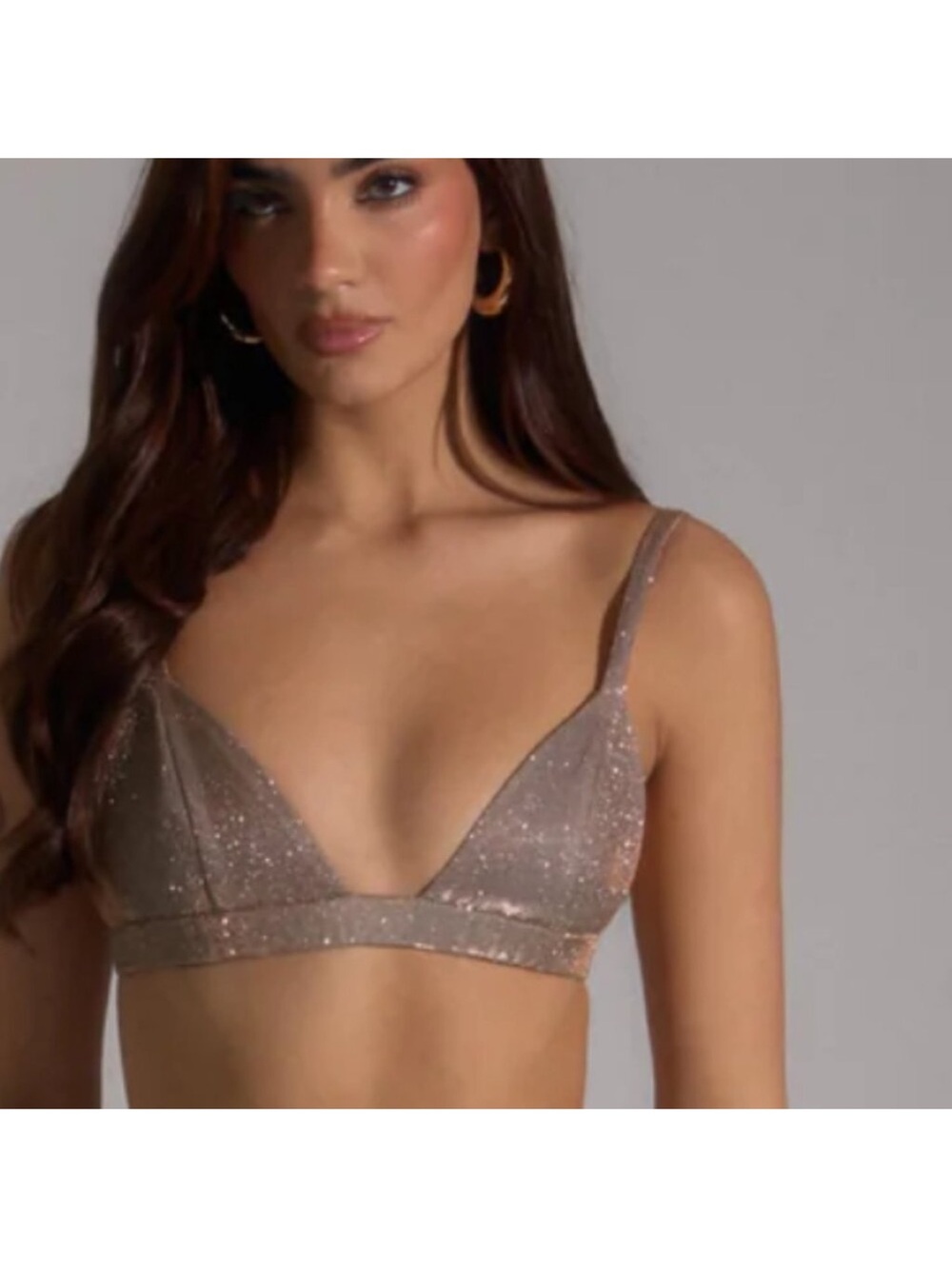 SLA the Label Sparkle Triangle Bralette in Taupe